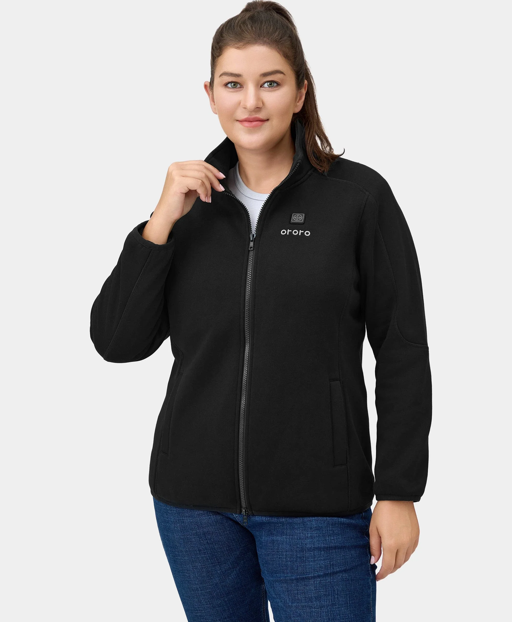 (Open-box) Florence Women's Heated Fleece Jacket - Black(Battery Set Not Included) - Image 3