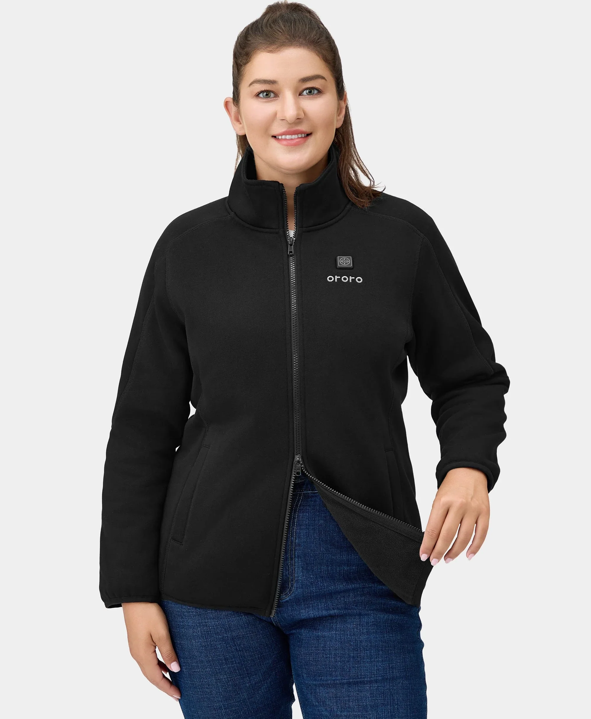 (Open-box) Florence Women's Heated Fleece Jacket - Black(Battery Set Not Included) - Image 4