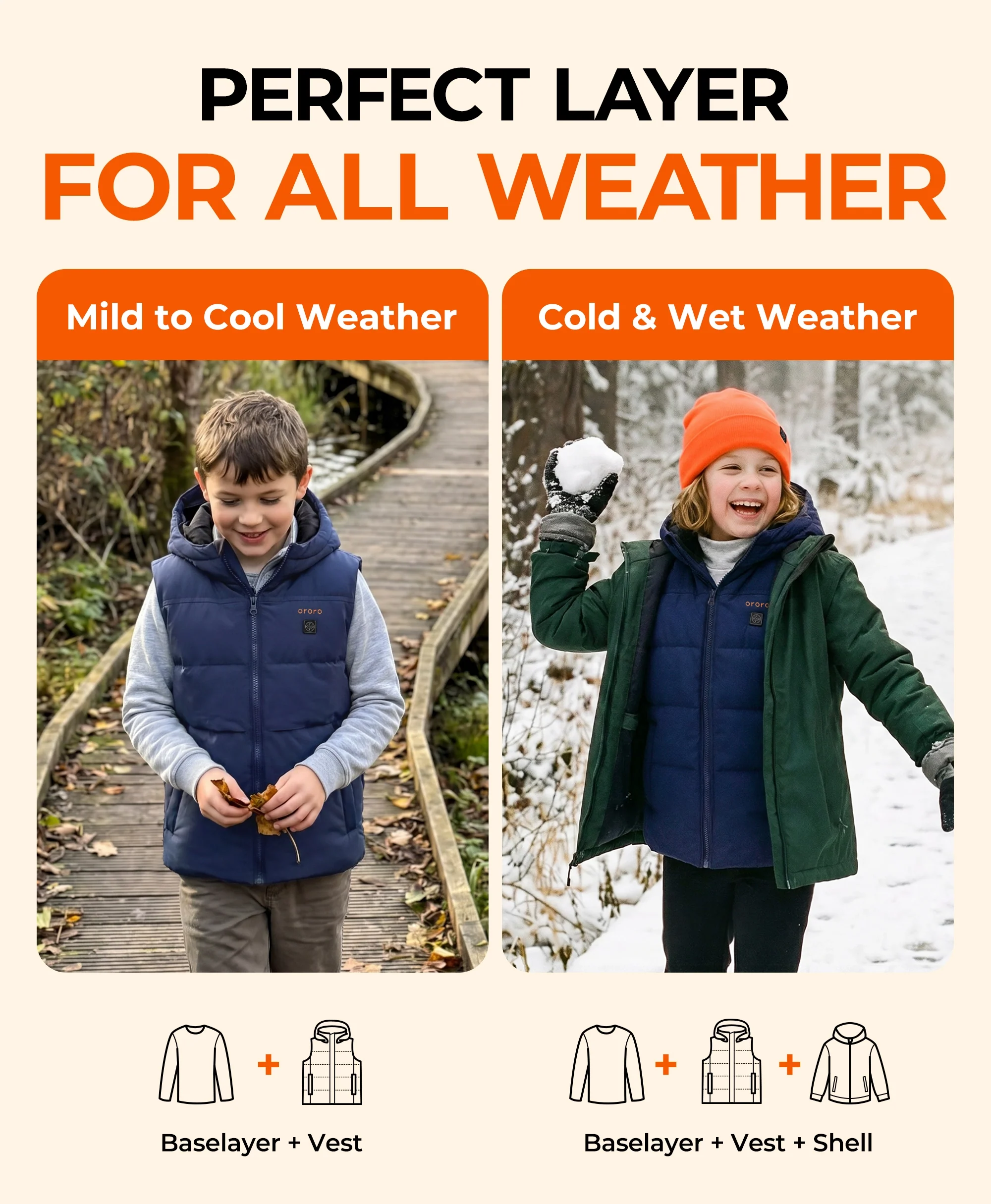 Kids' 4-Zone Hooded Heated Down Vest - Image 6