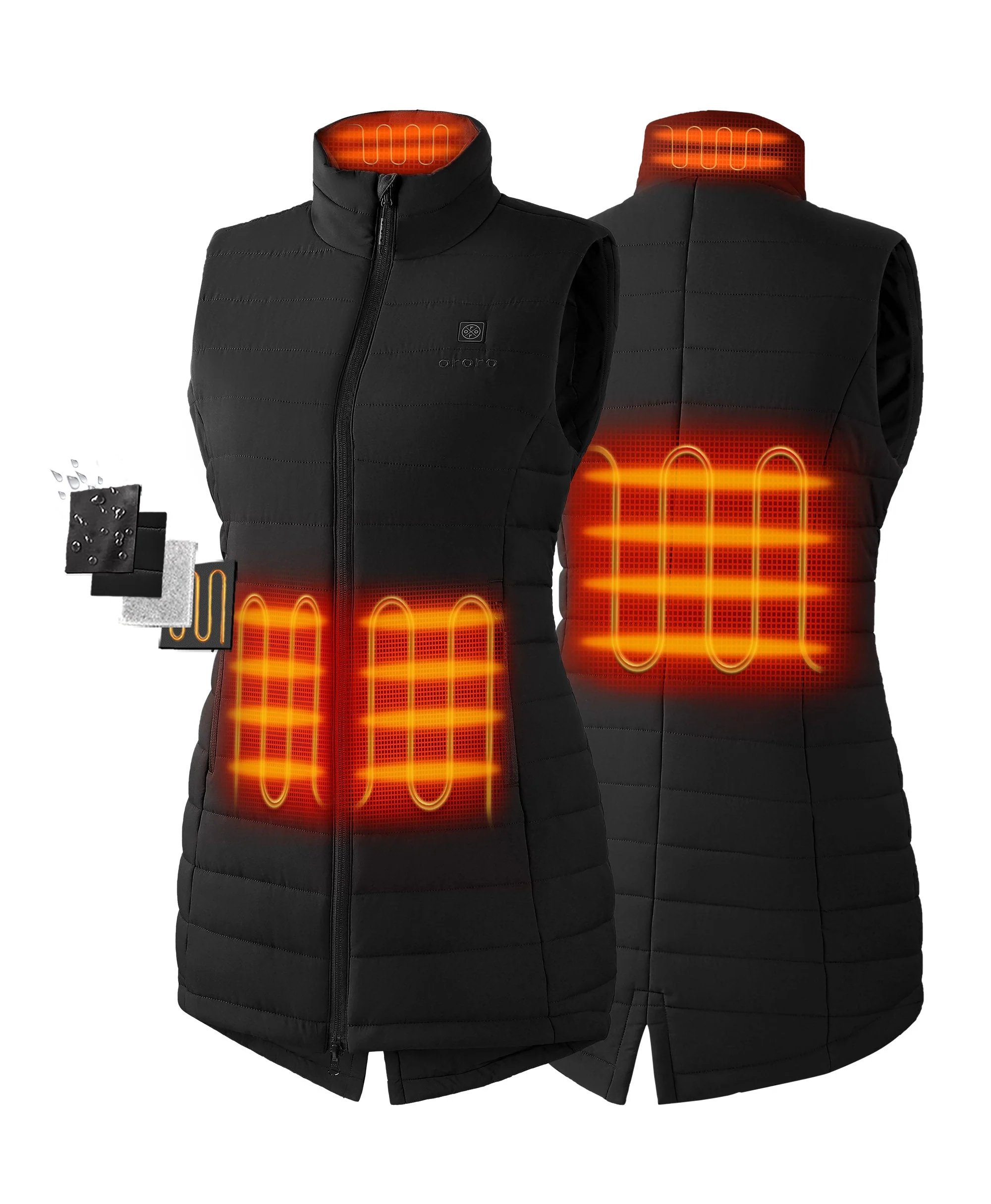 (Open-Box) Tribeca Women's Heated Long Puffer Vest (Battery Set Not Included)