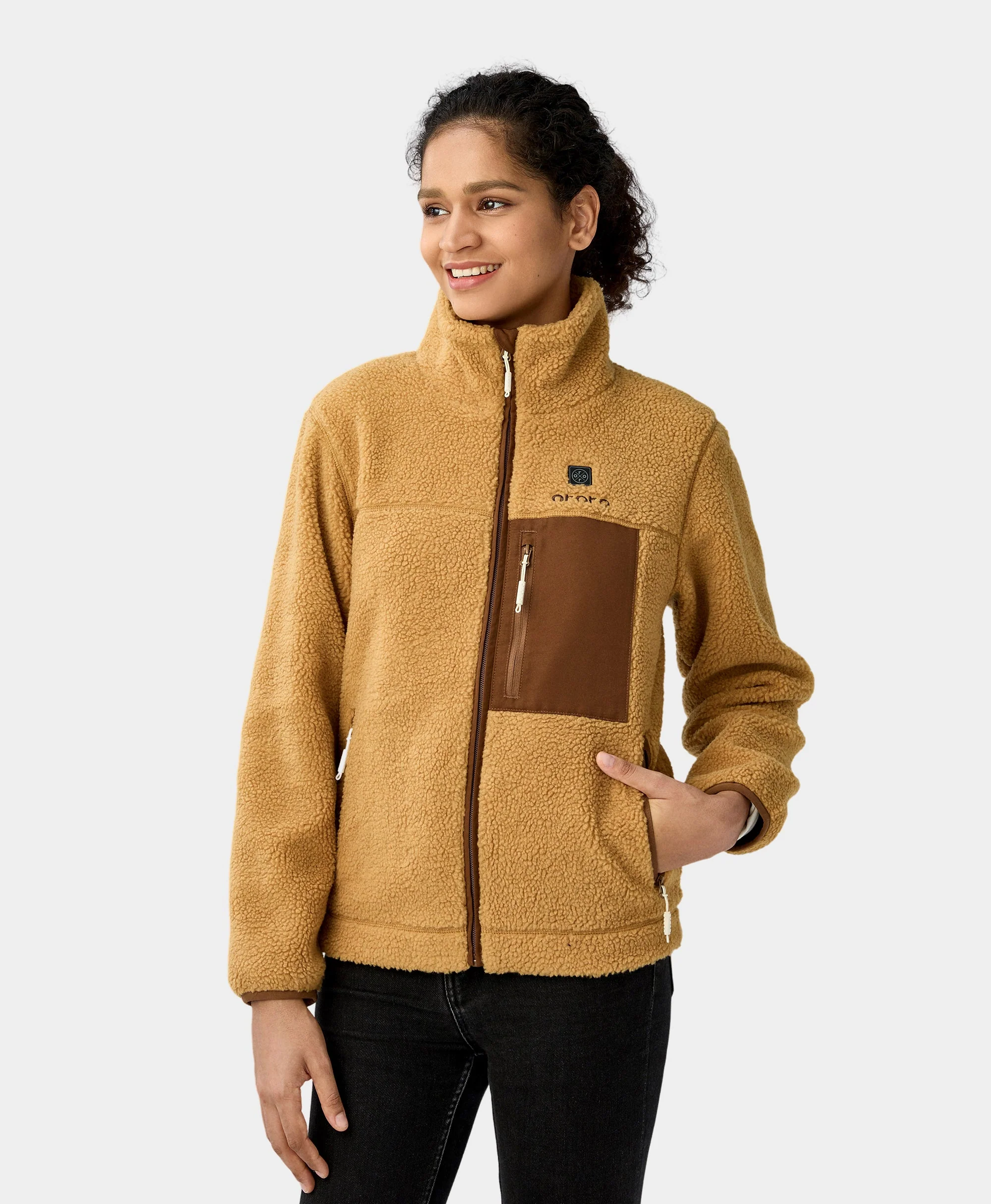 (Open-Box) Women's Colorblock Recycled Fleece Heated Jacket (Battery Set Not Included) - Image 22