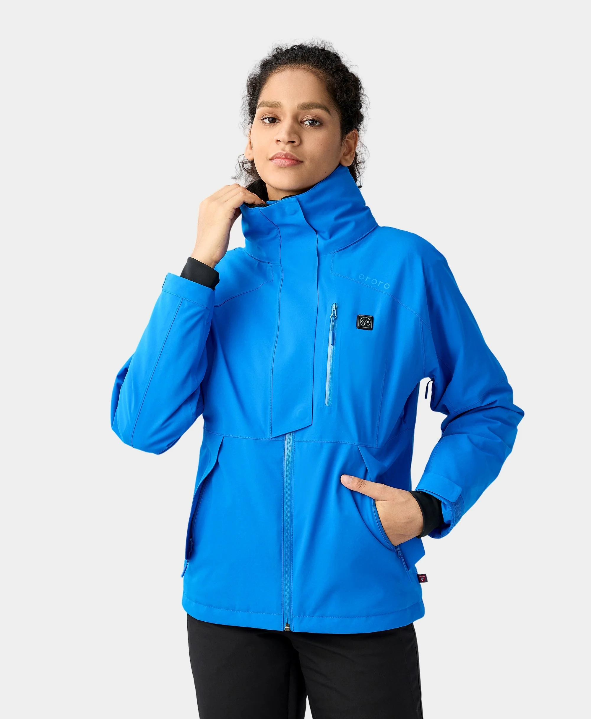 Women's Waterproof Heated Ski Jacket - Black/Blue (Apparel Only) - Image 13