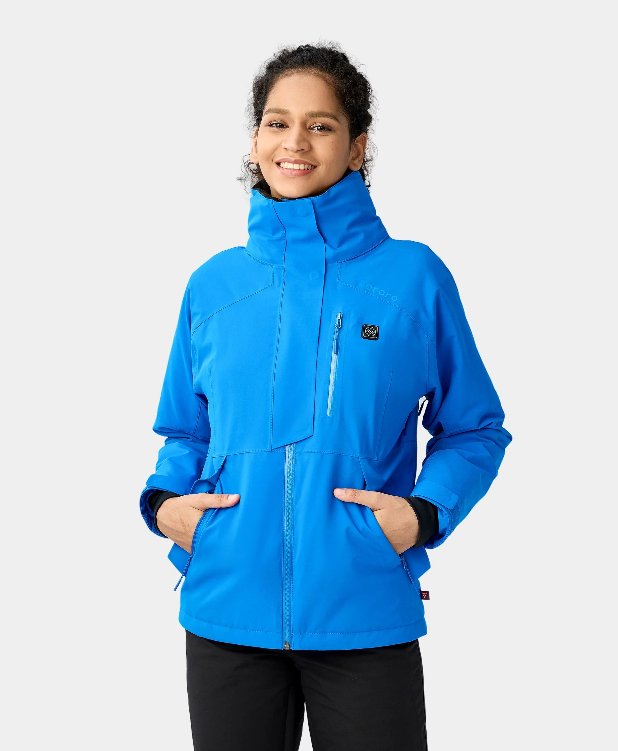 Women's Waterproof Heated Ski Jacket - Black/Blue (Apparel Only) - Image 15