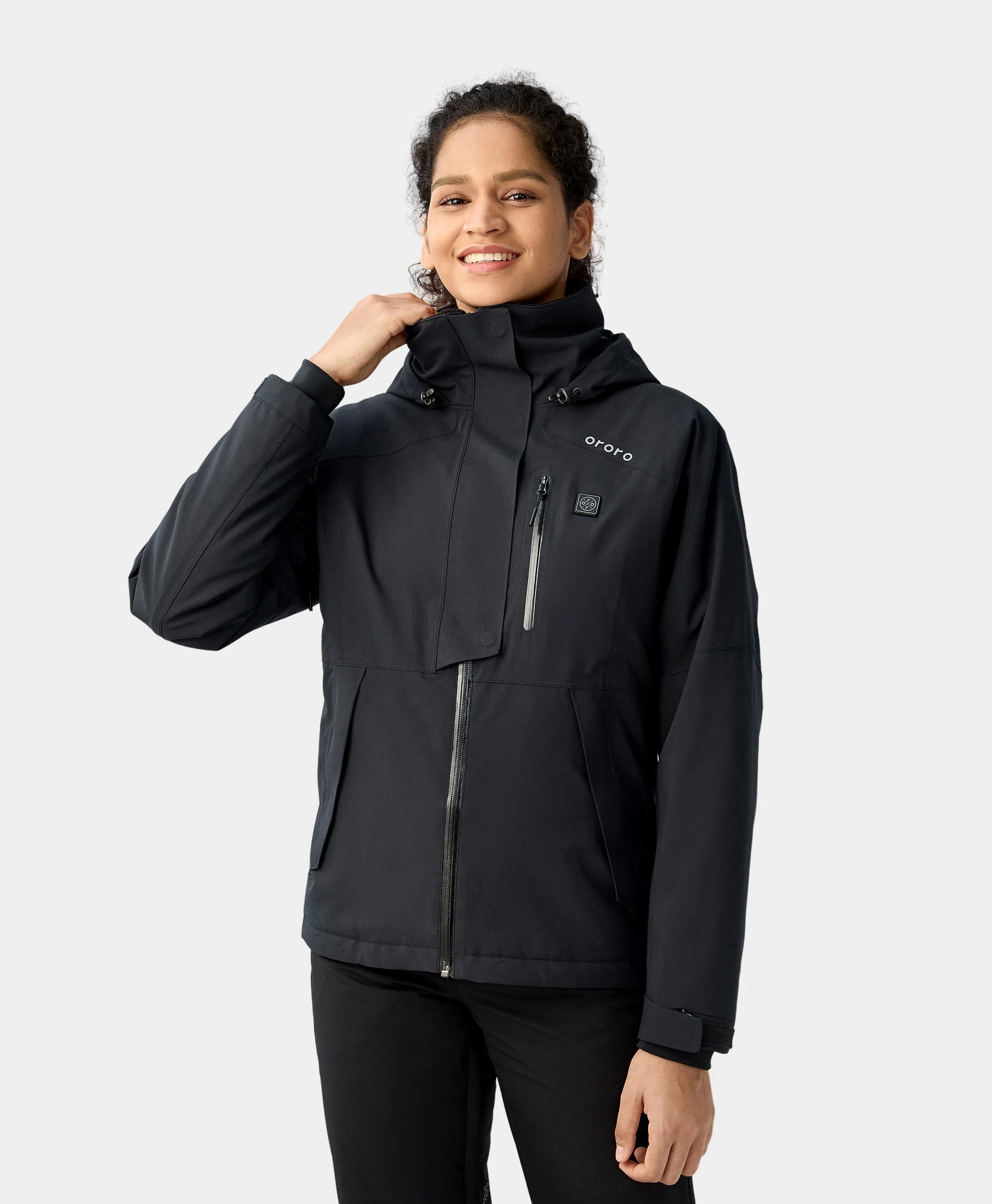 Women's Waterproof Heated Ski Jacket - Black/Blue (Apparel Only) - Image 3