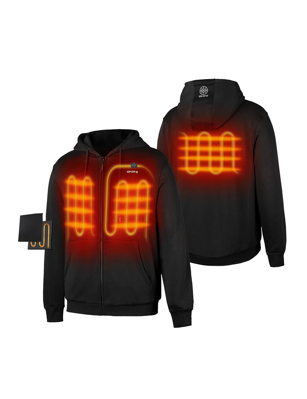 Unisex Heated Fleece Hoodie - Flecking Gray/Black (Apparel Only) - Image 2