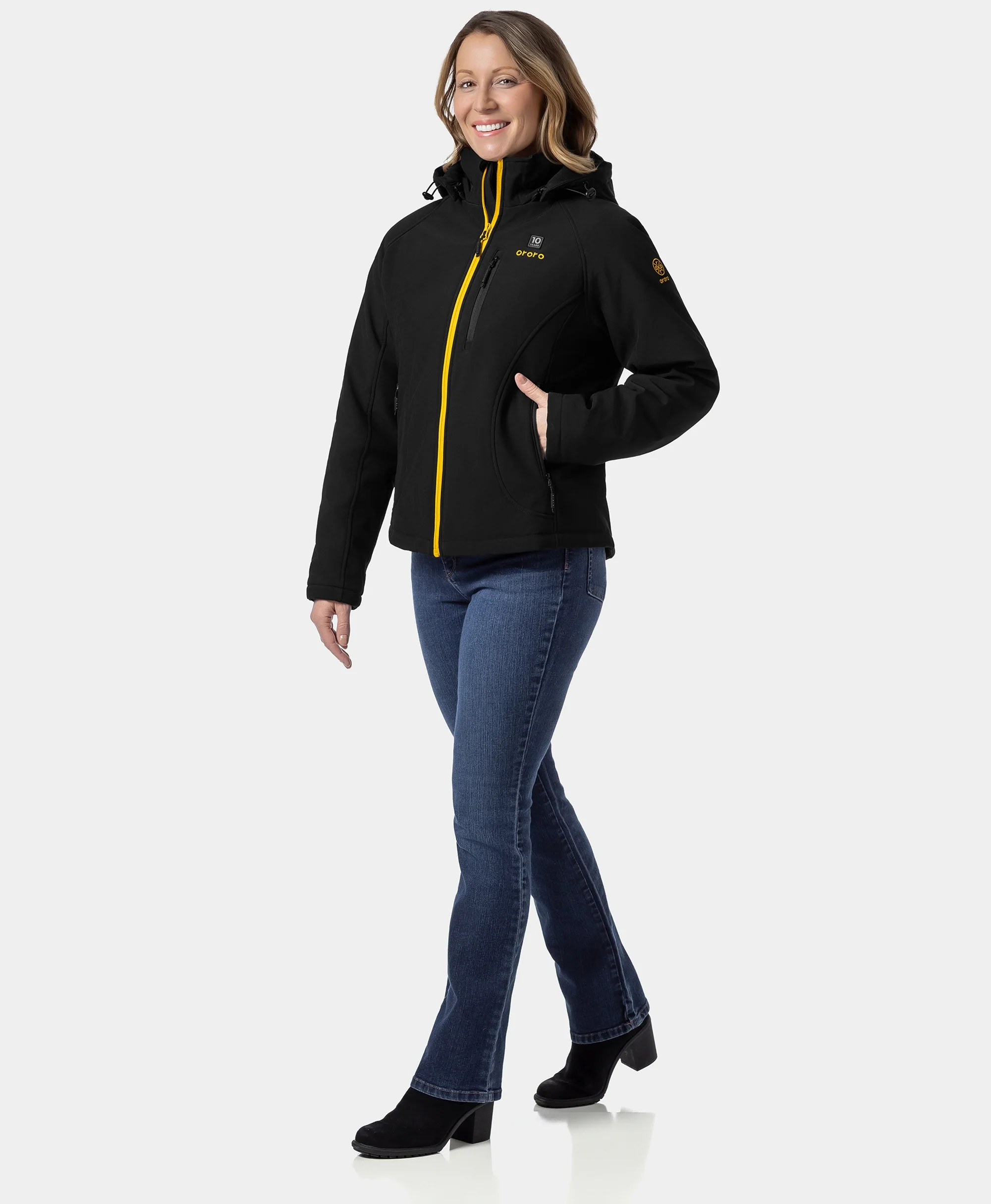Women's 4-Zone Classic Heated Jacket (10-Year Anniversary Limited Edition) - Black & Gold (Apparel Only) - Image 4