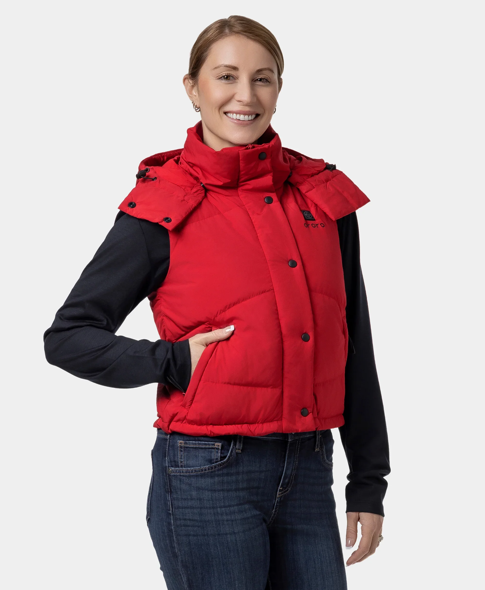 Women's Heated Cropped Puffer Down Vest - Image 19
