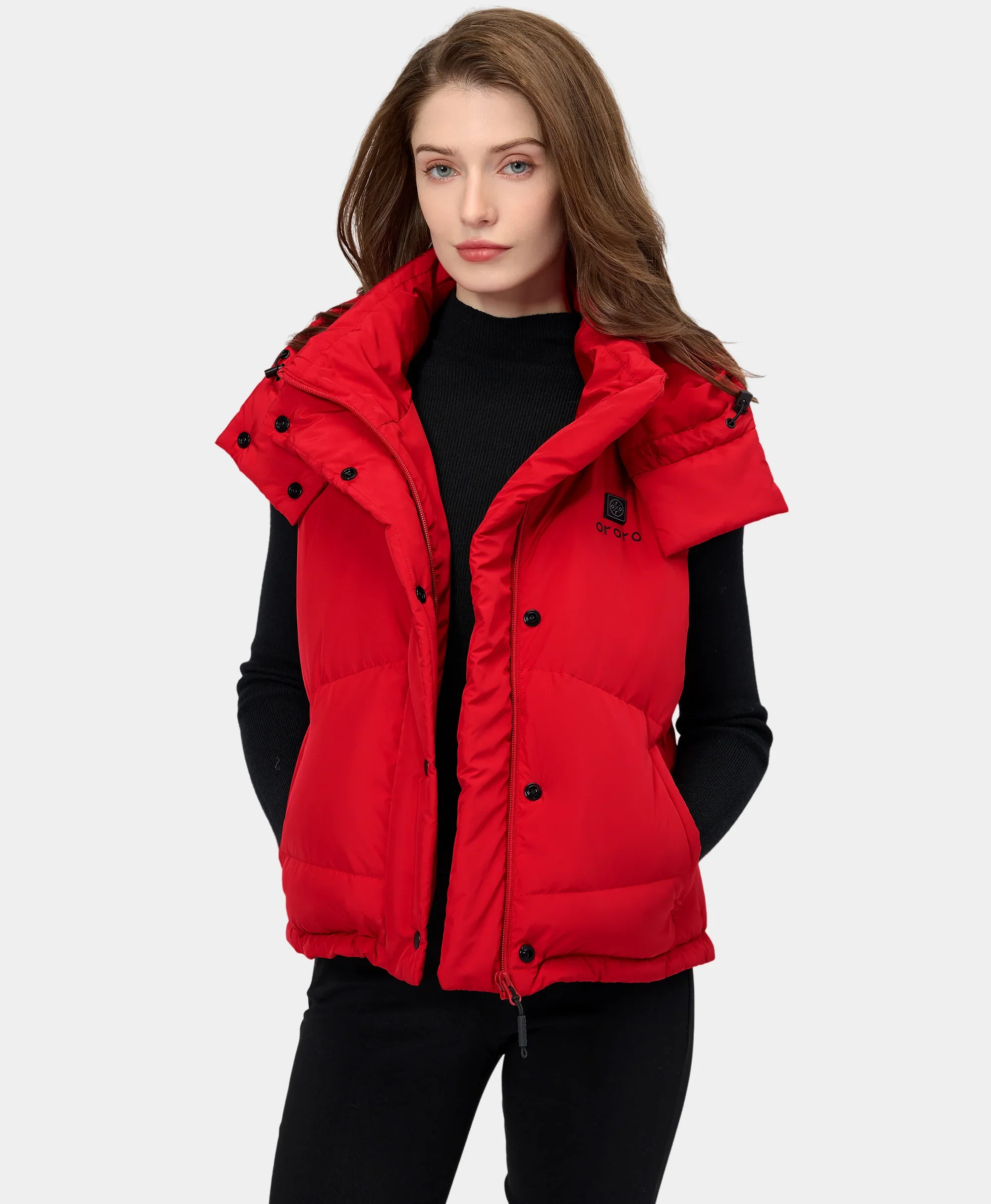 Women's Heated Cropped Puffer Down Vest - Image 22